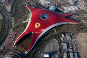 An aerial view of Ferarri World, Abu Dhabi