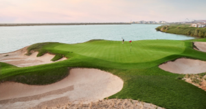 View of a lush green golf course